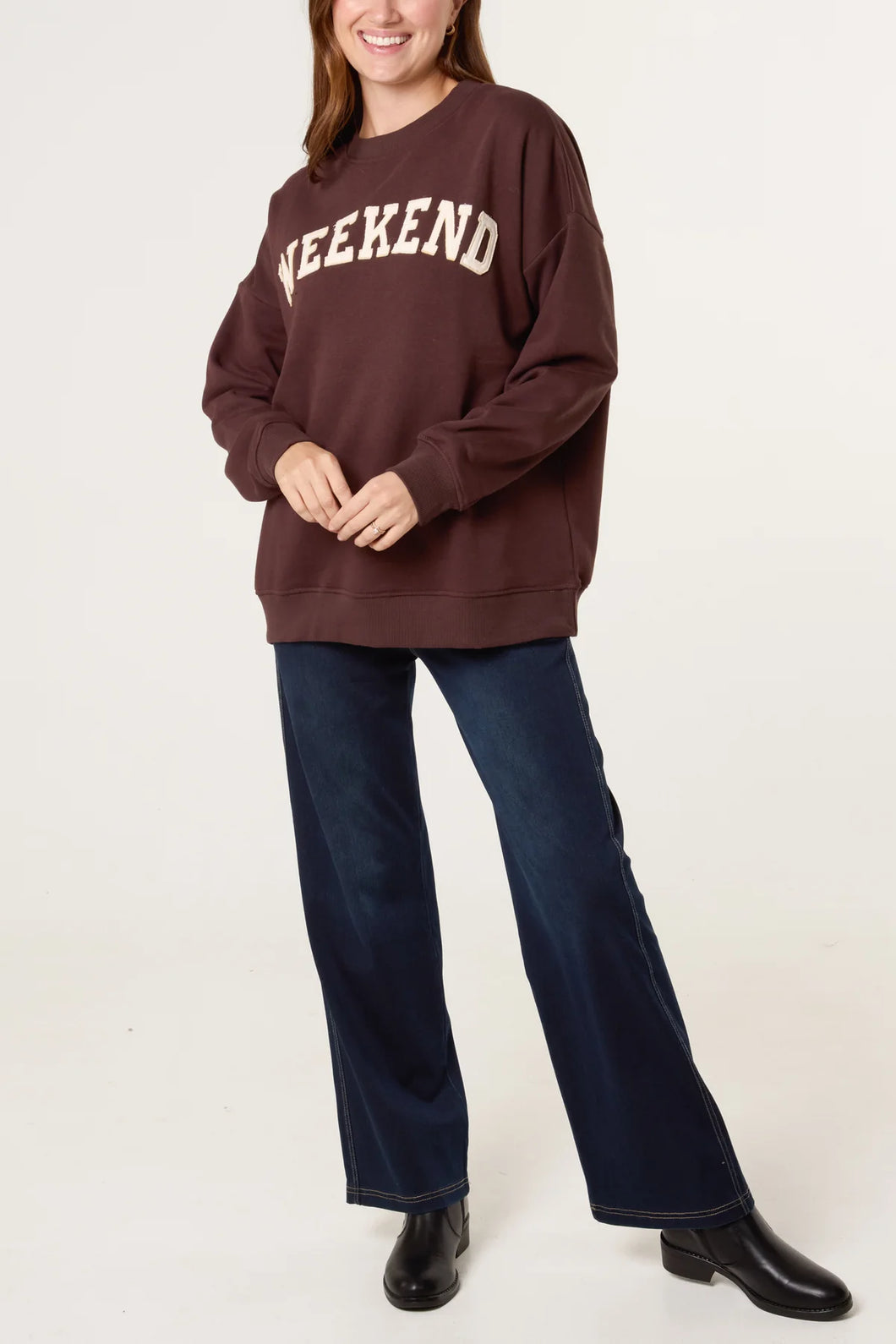 1.  WEEKEND Sweatshirt-Chocolate