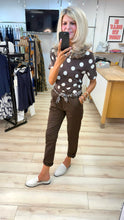Load image into Gallery viewer, 1.          Belted Stretch Trousers-Chocolate
