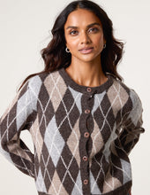 Load image into Gallery viewer, 1.Argyle Knit Cardigan-Chocolate
