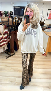 1.Ombré Leopard Print Soft Touch Kick Flare Leggings