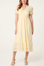 Load image into Gallery viewer, 1.        Broderie Anglaise Midi Dress-Lemon
