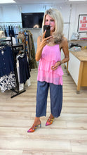 Load image into Gallery viewer, 1.                     Tiered Silk Camisole-Bubblegum Pink
