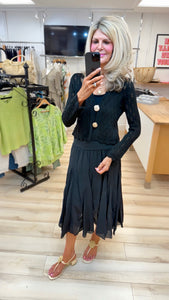1.Cotton Midi Skirt-Black