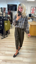 Load image into Gallery viewer, 1.                       Check Funnel Neck Bomber Rain Jacket-Chocolate
