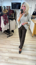 Load image into Gallery viewer, 1.         Cross Over Lace Trim Soft Knit-Oatmeal
