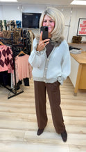 Load image into Gallery viewer, 1.         Chunky Knit Frill Cuff Cardigan-Cream/Latte
