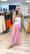 Load image into Gallery viewer, 1.                      Pink &amp; White Striped Pocket Trousers
