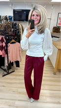 Load image into Gallery viewer, 1.              Wide Leg Front Seam Jogger-Wine
