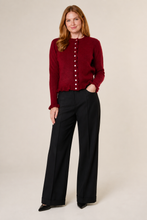 Load image into Gallery viewer, 1.       Frill Edged Cardigan-Wine

