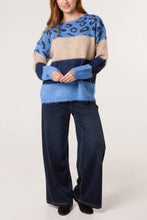 Load image into Gallery viewer, 1.          Colour Block Striped Jumper-Blues/Animal
