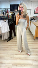Load image into Gallery viewer, 1.Shirred Bodice Bandeau Jumpsuit-Beige
