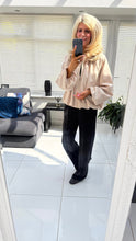 Load image into Gallery viewer, 1.                             Bubble Hem Bomber-Beige

