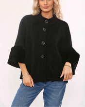 Load image into Gallery viewer, 1.  Chenille Fur Trim Jacket-Black

