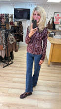 Load image into Gallery viewer, 1.                      Flocked Leopard Top-Wine
