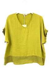 Load image into Gallery viewer, 1.               Mesh Detail V Neck Top-Lime
