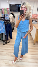 Load image into Gallery viewer, 1.Harem Lace Insert Jumpsuit-Washed Blue
