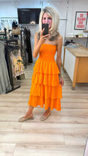 Load image into Gallery viewer, 1.                 Bandeau Tiered Dress-Orange
