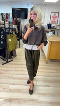 Load image into Gallery viewer, 1.                Gingham Hem Sweatshirt-Chocolate
