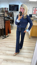 Load image into Gallery viewer, 1.    Cable Knit Collar &amp; Cuff Soft Knit Cardigan-Navy
