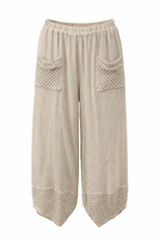 Load image into Gallery viewer, 1.                   Mesh Hem and Pocket Linen Trousers-Beige
