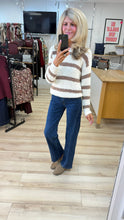 Load image into Gallery viewer, 1.        Striped Boucle Knit-Ecru/Mocha
