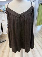 Load image into Gallery viewer, 1. Lace Edged Textured Cami Top-Chocolate
