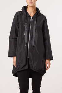 1.Lightweight Hooded Rain Jacket-Black