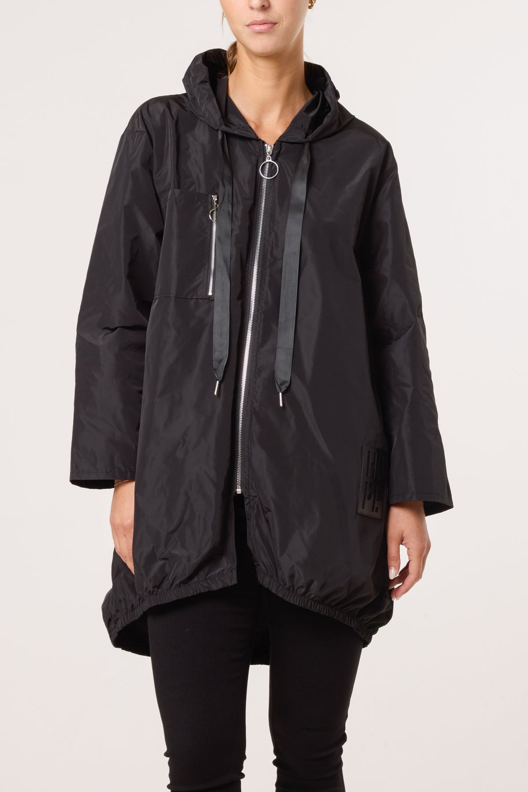 1.Lightweight Hooded Rain Jacket-Black