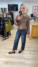 Load image into Gallery viewer, 1.            Collarless Wool Blend Bomber Jacket-Toffee
