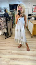 Load image into Gallery viewer, 1.                        Gold Embroidered Dress-White/Gold
