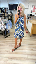 Load image into Gallery viewer, 1.     Floral Ruffle Neck Dress-Blue/Multi
