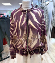 Load image into Gallery viewer, 1.                     Lightweight Abstract Print Bomber Jacket-Berry
