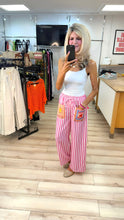 Load image into Gallery viewer, 1.                      Pink &amp; White Striped Pocket Trousers
