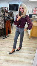 Load image into Gallery viewer, 1.                    Appliqué Mesh Sleeve Cardigan-Wine
