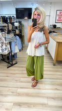 Load image into Gallery viewer, 1.                          Shirred Waist Cross Over Leg Trousers-Lime
