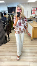 Load image into Gallery viewer, 1.              Floral Chiffon Blouse-Ecru Multi
