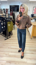 Load image into Gallery viewer, 1.            Collarless Wool Blend Bomber Jacket-Toffee
