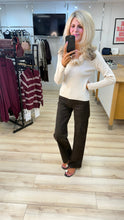 Load image into Gallery viewer, 1.          Ruffle Neck Ribbed Knit Jumper-Beige
