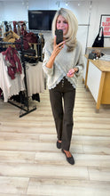 Load image into Gallery viewer, 1.         Cross Over Lace Trim Soft Knit-Oatmeal
