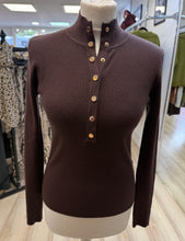 Load image into Gallery viewer, 1.    Gold Stud Ribbed Soft Knit-Chocolate
