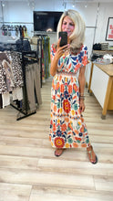Load image into Gallery viewer, 1.      Silky Maxi Dress-Ivory/Orange

