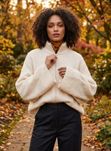 Load image into Gallery viewer, 1.    Premium Soft Knit Ribbed Zip Cardigan-Ivory
