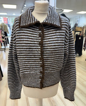 Load image into Gallery viewer, 1. Striped Chunky Knit Jacket-Blue/Brown
