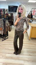 Load image into Gallery viewer, 1.                 Zebra Cashmere Blend Top-Chocolate/Latte
