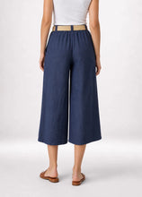Load image into Gallery viewer, 1.      Belted Cropped Trousers-Navy
