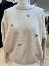 Load image into Gallery viewer, 1.         Gold Hearts Soft Knit-Oatmeal
