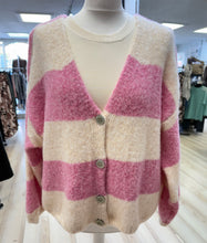 Load image into Gallery viewer, 1.                           Premium Quality Soft Knit Stripe Cardigan-Pink/Cream
