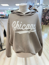 Load image into Gallery viewer, 1.                CHICAGO Bubble Hem Hoodie-Taupe
