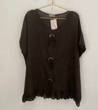 Load image into Gallery viewer, 1.    Cotton Button Top-Chocolate
