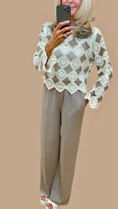 1.   Crochet Top-Mocha/Cream